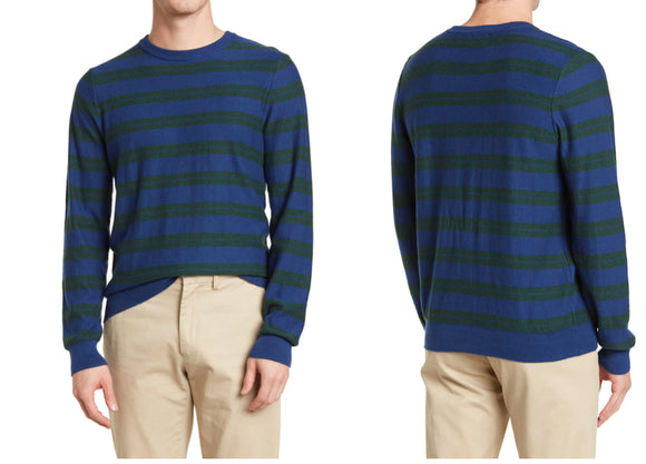 Striped Trim Fit Crew Sweater 14TH AND UNION