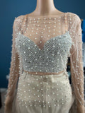 NLK Sykes Pearls diamonds Sheer Blouse with diamond Corset