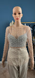 NLK Sykes Pearls diamonds Sheer Blouse with diamond Corset