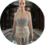 NLK Sykes Pearls diamonds Sheer Blouse with diamond Corset