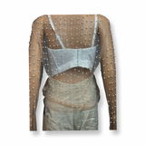 Pearls and Diamonds Sheer Blouse with Corset