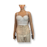 Pearls and Diamonds Sheer Blouse with Corset