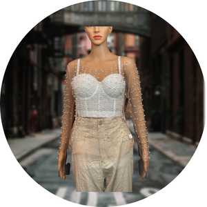 Pearls and Diamonds Sheer Blouse with Corset