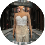 Pearls and Diamonds Sheer Blouse with Corset