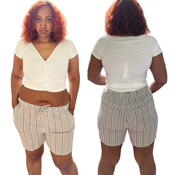 Drawstring Fray Hem Shorts ROYALTY FOR ME