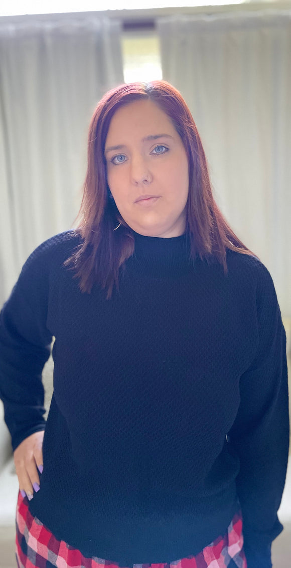 Honeycomb Funnel-Neck Sweater