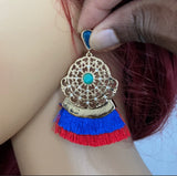 Gold-Tone Crystal & Stone Fringe Drop Earr…