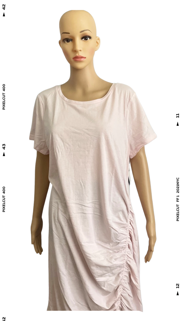Ruched Cotton Blend T-Shirt Dress