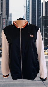 Colorblock Stripe Trim Bomber Jacket