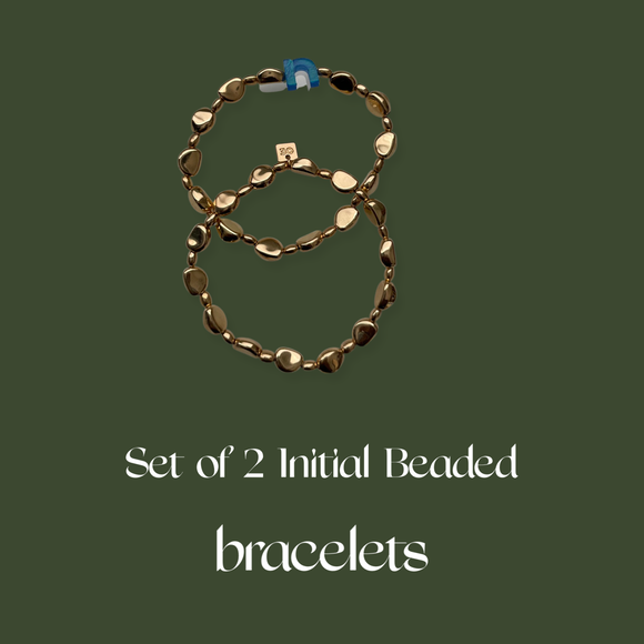 Set of 2 Initial Beaded Bracelets