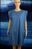 Shoulder Pad Jersey Knit Shift Dress ONE ONE SIX