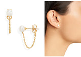 Freshwater Pearl Chain Stud Earrings