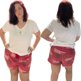 Tie Waist Flannel Shorts
