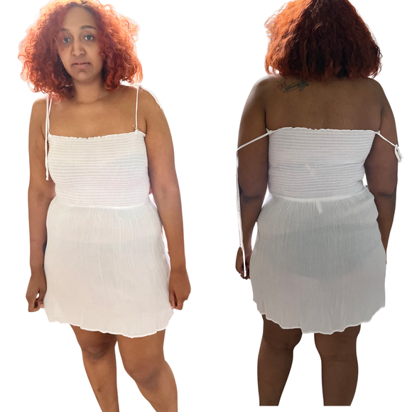 Smocked Spaghetti Strap Cover-Up Dr…