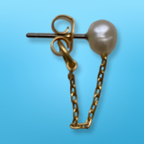 Freshwater Pearl Chain Stud Earrings