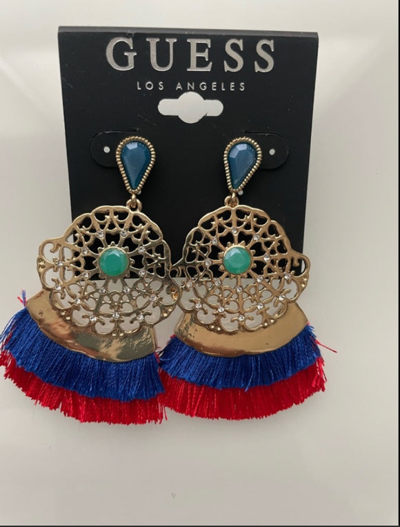 Gold-Tone Crystal & Stone Fringe Drop Earr…
