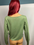 Button Front Lettuce Hem Shirt