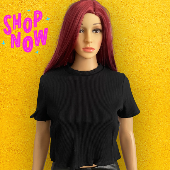 Ribbed Mock Neck Crop Top