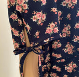 - Tie Sleeve Floral Print Button Down Dress