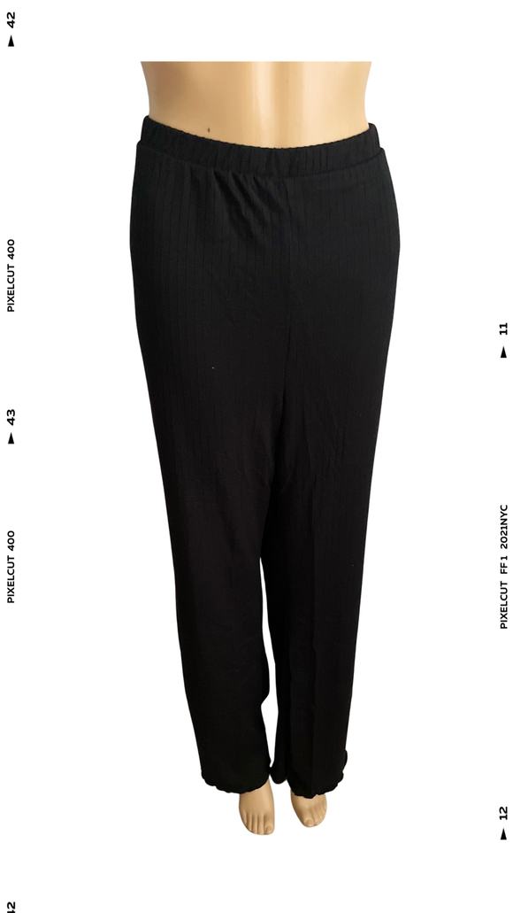 Ribbed Wide Leg Pull-On Pants