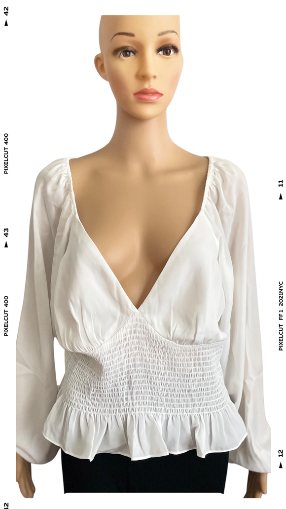 Smocked Waist Raglan Top