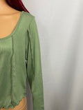 Button Front Lettuce Hem Shirt